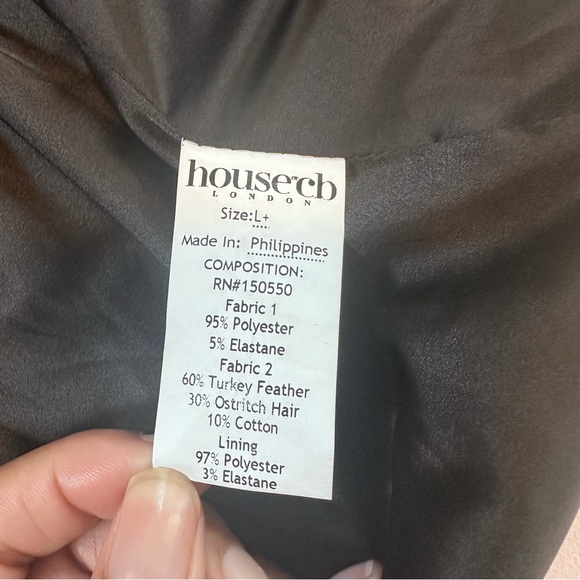 House of CB Esme Black Oversized Blazer with Feather Cuffs Size L+ - Picture 13 of 16